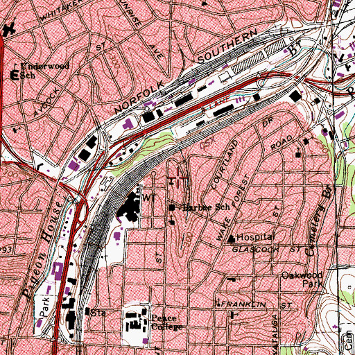 Topographic Map of Raleigh Mennonite Church, NC