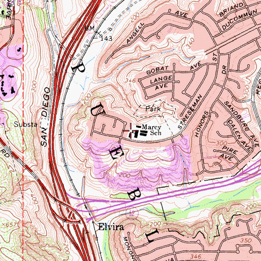 Topographic Map of Marcy School, CA