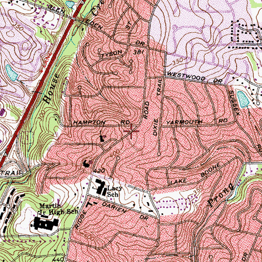Topographic Map of Ridge Road Baptist Church, NC
