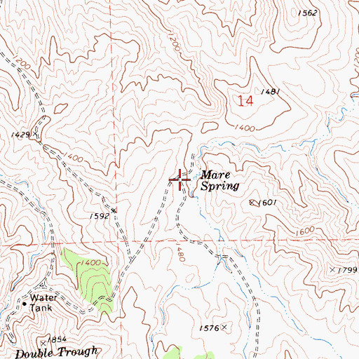 Topographic Map of Mare Spring, CA
