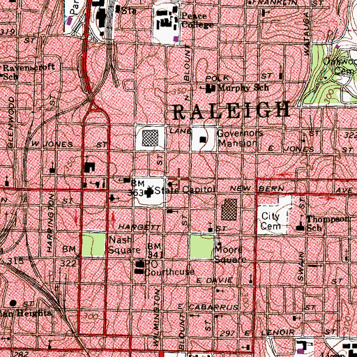 Topographic Map of Sacred Heart Cathedral, NC