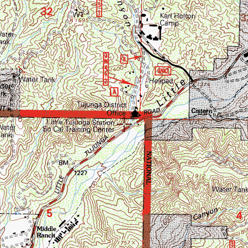Topographic Map of Marek Canyon, CA