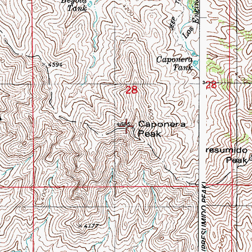 Topographic Map of Caponera Peak, AZ