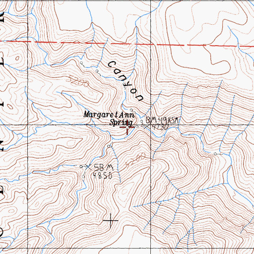 Topographic Map of Margaret Ann Spring, CA