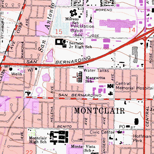 Topographic Map of Margarita Elementary School, CA