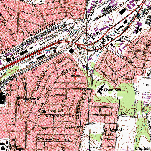 Topographic Map of Temple Baptist Church, NC