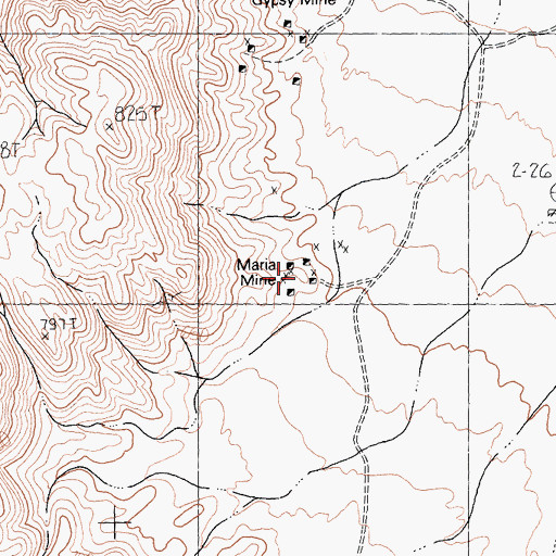 Topographic Map of Maria Mine, CA