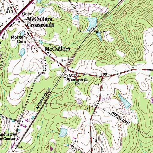 Topographic Map of Wentworth Christian Church, NC