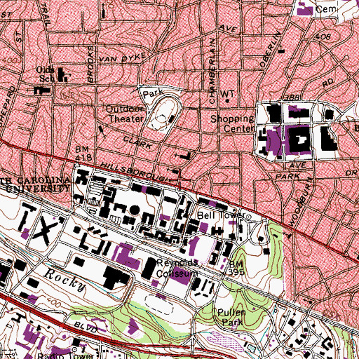 Topographic Map of West Raleigh Presbyterian Church, NC
