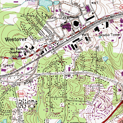 Topographic Map of Westover United Methodist Church, NC