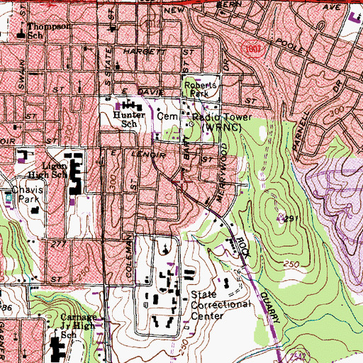 Topographic Map of Williams Grove Baptist Church, NC
