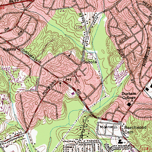 Topographic Map of Youth Life Foundation of the Triangle, NC