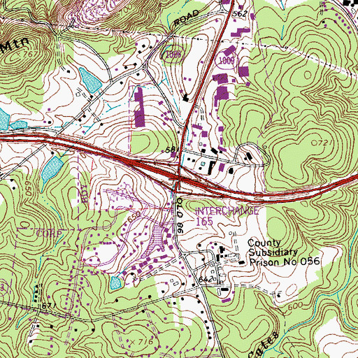Topographic Map of Interchange 164, NC