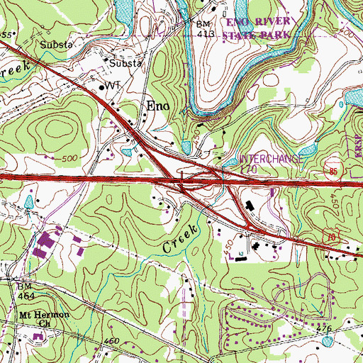 Topographic Map of Interchange 170, NC