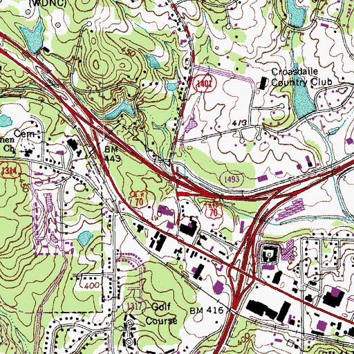 Topographic Map of Interchange 173, NC