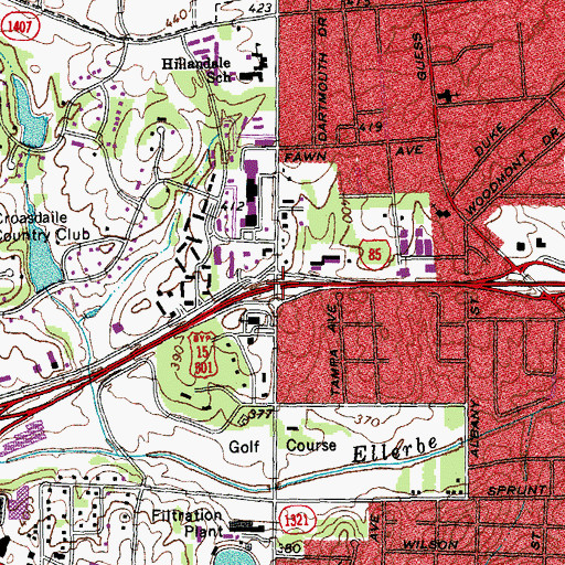 Topographic Map of Interchange 174, NC