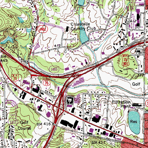 Topographic Map of Interchange 174B, NC