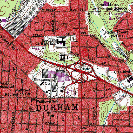 Topographic Map of Interchange 176A, NC