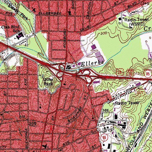 Topographic Map of Interchange 177, NC