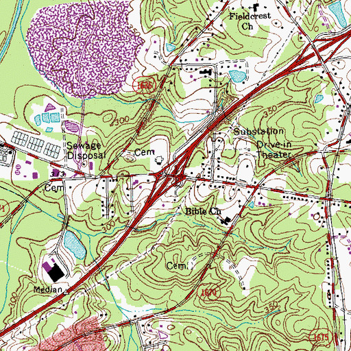 Topographic Map of Interchange 179, NC