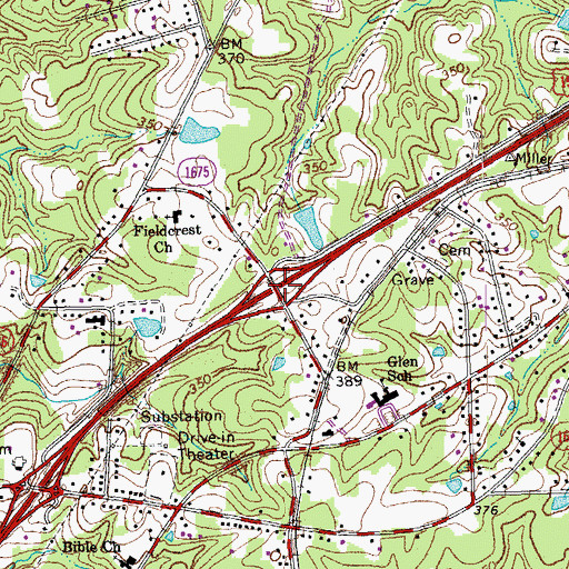 Topographic Map of Interchange 180, NC
