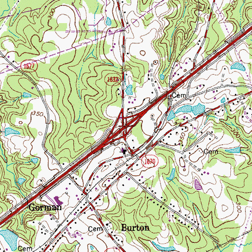 Topographic Map of Interchange 182, NC