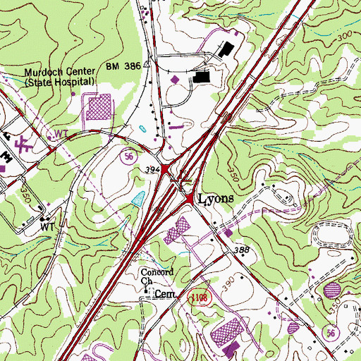 Topographic Map of Interchange 191, NC
