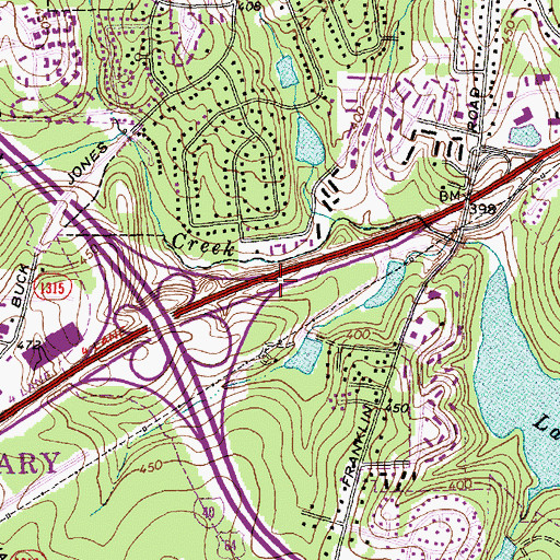 Topographic Map of Interchange 1A, NC