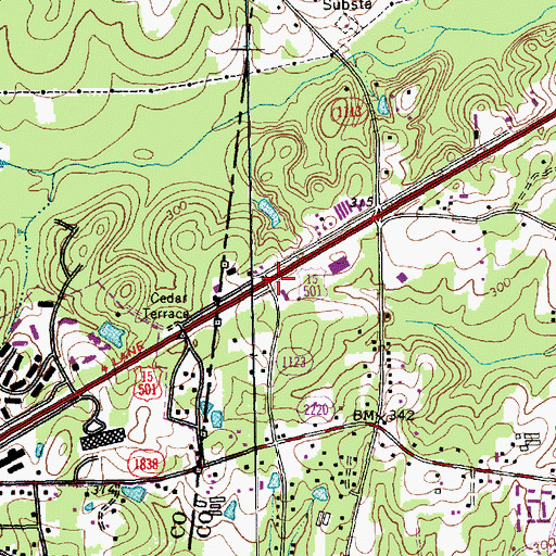 Topographic Map of Interchange 270, NC