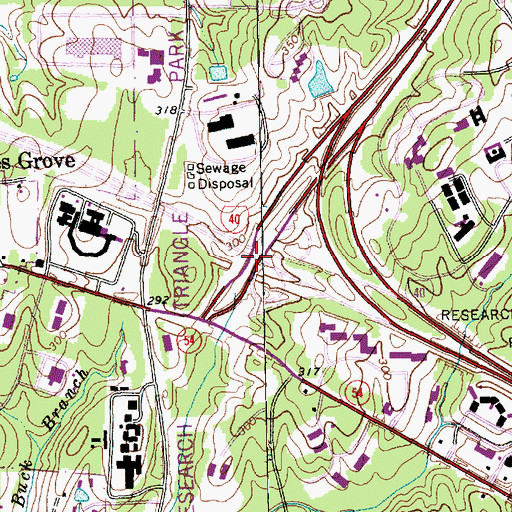 Topographic Map of Interchange 279A and 279B, NC