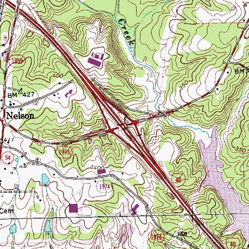 Topographic Map of Interchange 282, NC