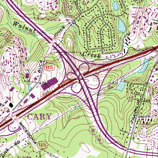 Topographic Map of Interchange 293A, NC