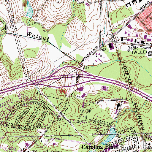 Topographic Map of Interchange 297, NC