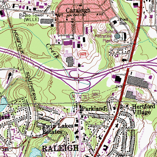 Topographic Map of Interchange 298A and 298B, NC