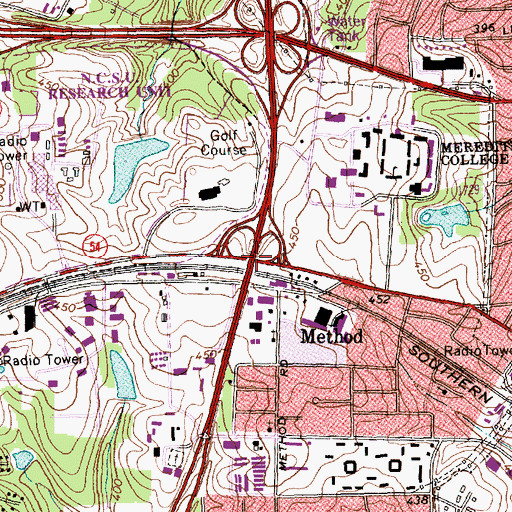 Topographic Map of Interchange 3, NC