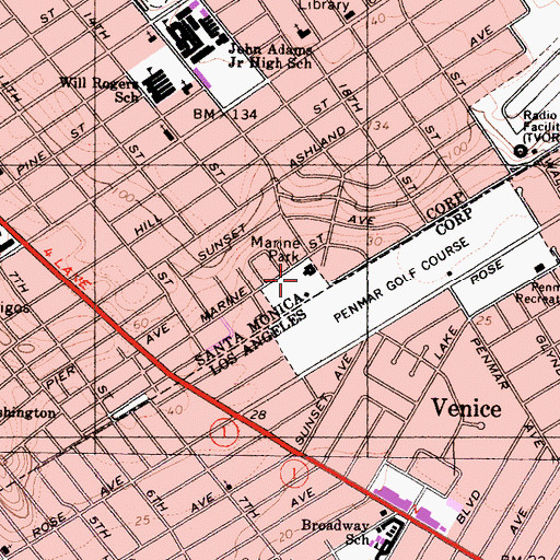 Topographic Map of Marine Park, CA