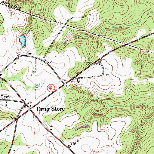 Topographic Map of Interchange 312, NC