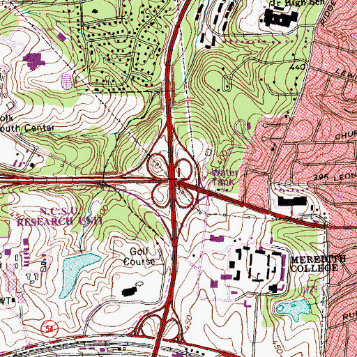 Topographic Map of Interchange 4A, NC