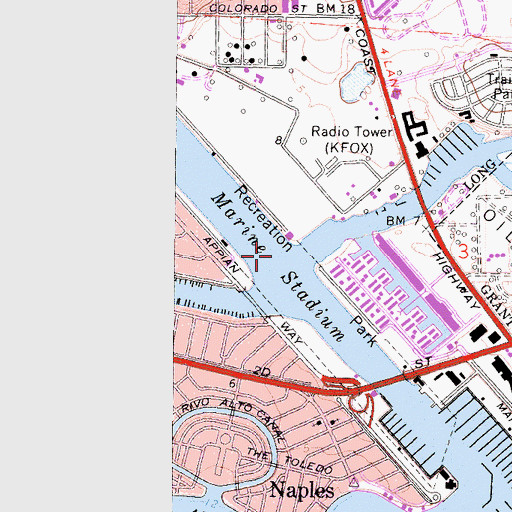 Topographic Map of Marine Stadium, CA