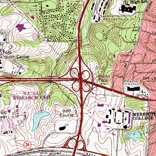 Topographic Map of Interchange 4B, NC