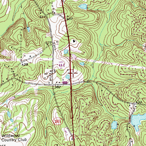 Topographic Map of Interchange 9, NC