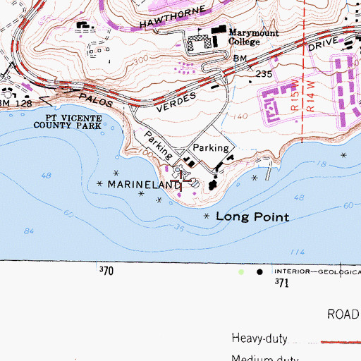 Topographic Map of Marineland (historical), CA