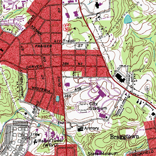 Topographic Map of Durham Regional Homecare Center, NC