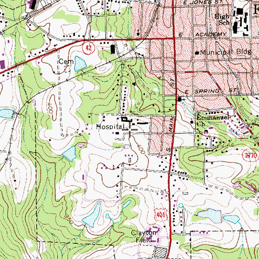 Topographic Map of Fuquay-Varina Outpatient and Skilled Nursing Facilty, NC