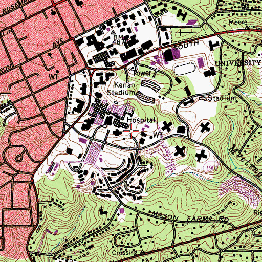 Topographic Map of University of North Carolina Cancer Hospital, NC