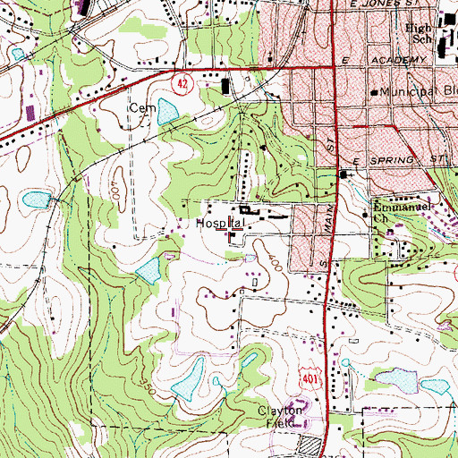 Topographic Map of Southern Wake Hospital, NC