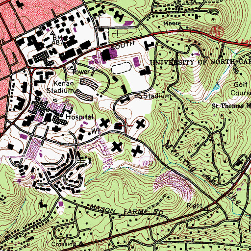 Topographic Map of University of North Carolina Health Care Systems, NC