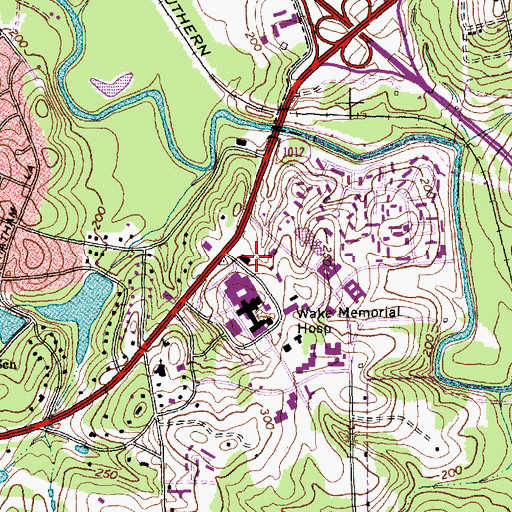Topographic Map of Wakemed Rehabilitation Hospital, NC