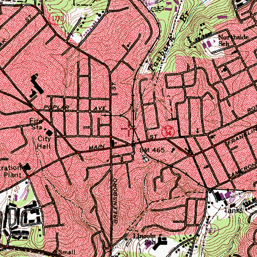 Topographic Map of Carr Mill Mall, NC