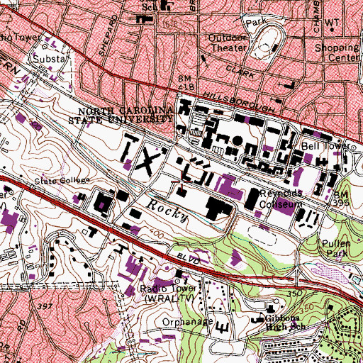 Topographic Map of Cates Avenue Steam Plant, NC